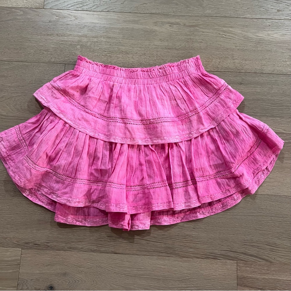 LoveShackFancy Hot Pink Ruffle Heritage Mini Skirt